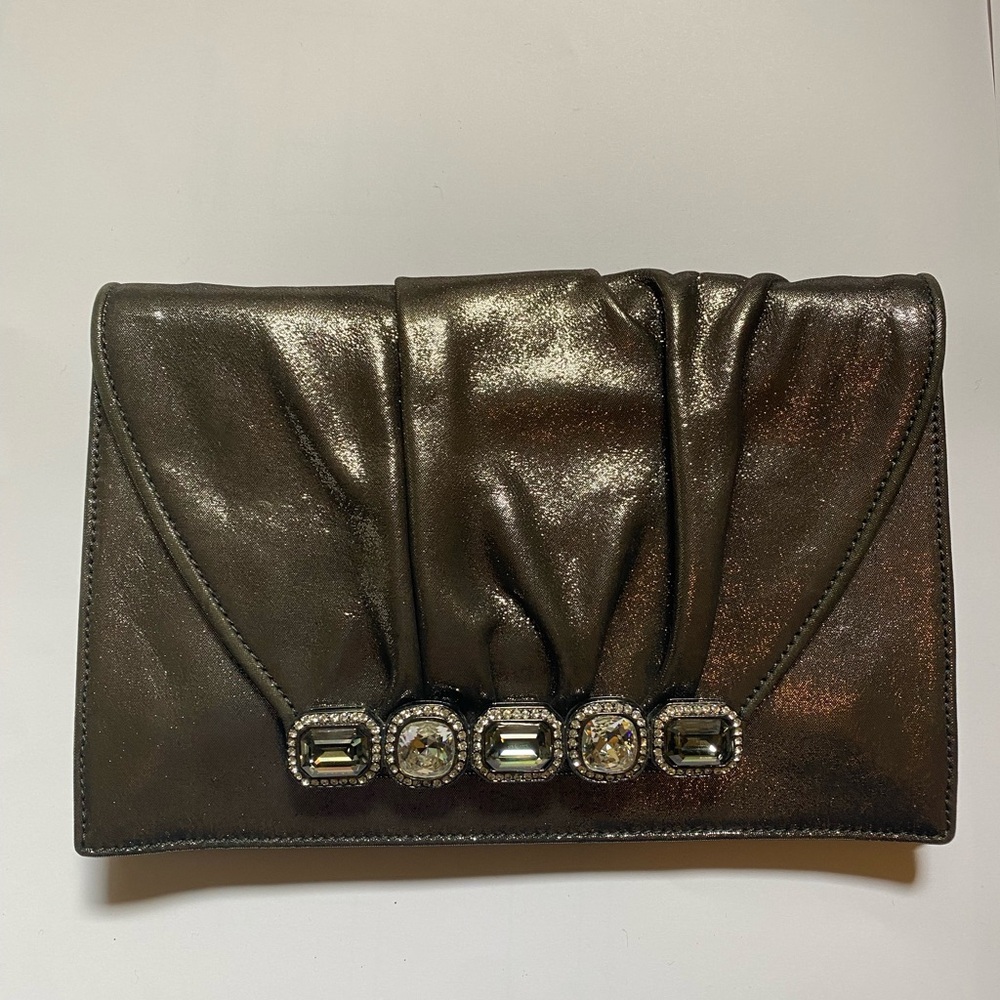 Silver lame clutch
